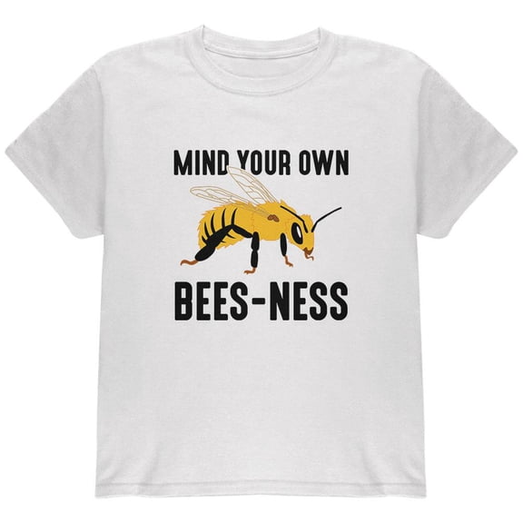 Honey Bee Mind Your Own Bees-ness Business Youth T Shirt White YXL