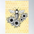 thumbnail image 1 of Honey Bee Poster Wall Art, Modern Wall Decor For Living Room Bedroom, 8x12 UNFRAMED, 1 of 2