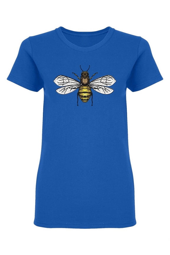 Honey Bee Sketch Graphic Shaped T-Shirt Women -Image by Shutterstock, Female Medium
