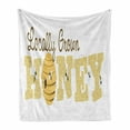 thumbnail image 1 of Honey Bee Soft Flannel Fleece Throw Blanket, Locally Grown Honey Calligraphic Advertisement Design, Cozy Plush for Indoor and Outdoor Use, 60" x 80", Dark Cocoa Mustard, by Ambesonne, 1 of 6