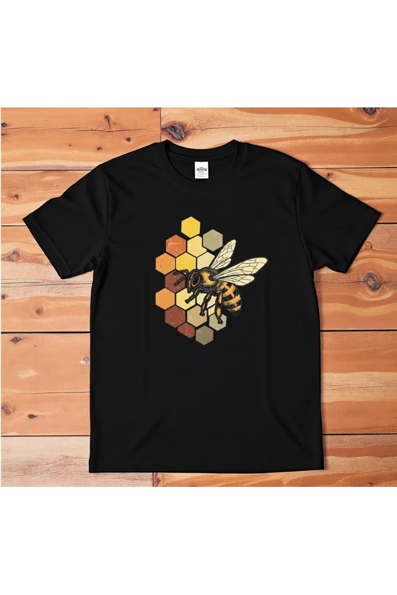 Honey Bee T-Shirt White Graphic Tee Beekeeper Nature Insect Honeycomb Unisex
