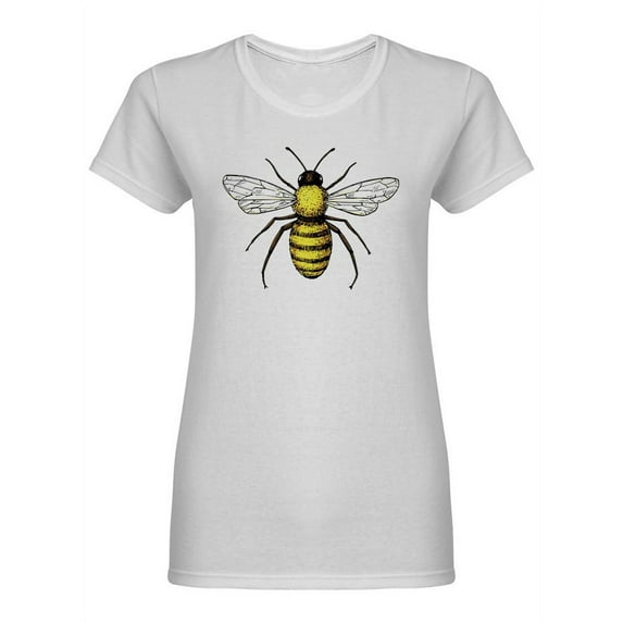 Honey Bee Vintage Drawing Shaped T-Shirt Women -Image by Shutterstock, Female Medium