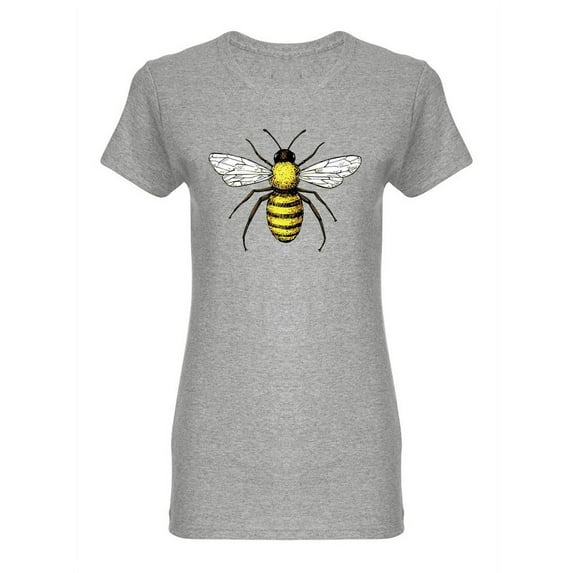 Honey Bee Vintage Drawing Shaped T-Shirt Women -Image by Shutterstock, Female XX-Large