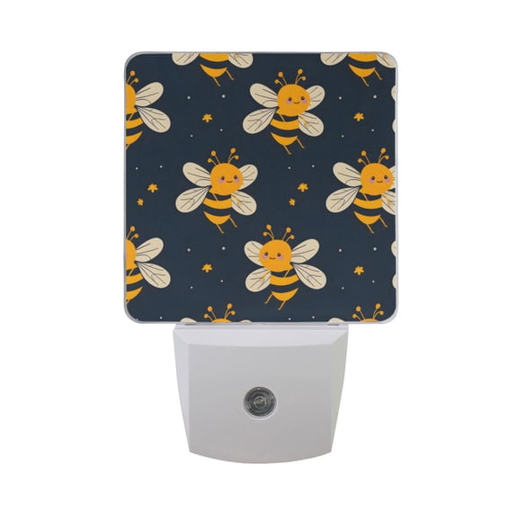 Honey Bee and Star Night Light 2 Pack LED Nightlight Plug into Wall Dusk to Dawn Sensor Soft White