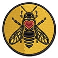 thumbnail image 1 of Honey Bee with Heart on Back Applique Multi-Color Embroidered Iron-On Patch - 2.0 Inch Mini, 1 of 5