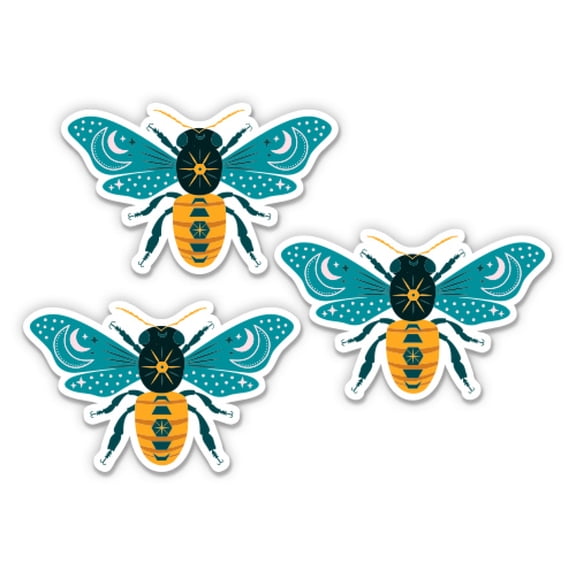 Honey Bees Celestial Cosmic Set of 3 - 10" Each Vinyl Stickers Waterproof Decals