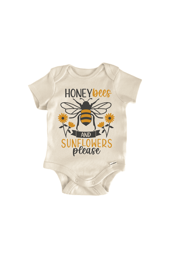 Honey Bees & Sunflowers Newborn Baby Bodysuit