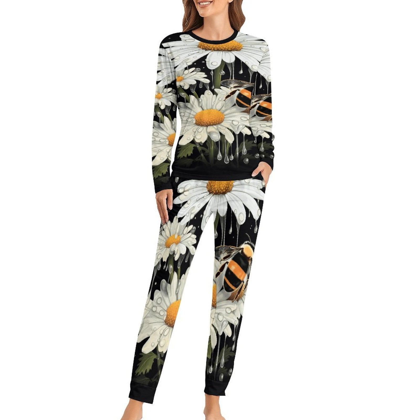 Honey Bees That Collect Nectar Pajamas Woman Nightwear Long Sleeve Two ...