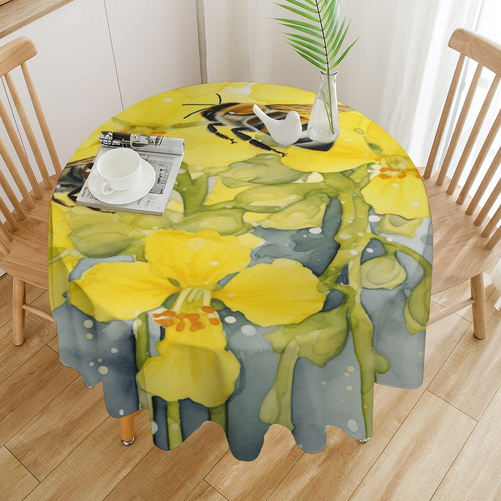 Nectar Table Honey Bees That Collect Nectar Table Cloth Round PVC Wedding Kitchen ...