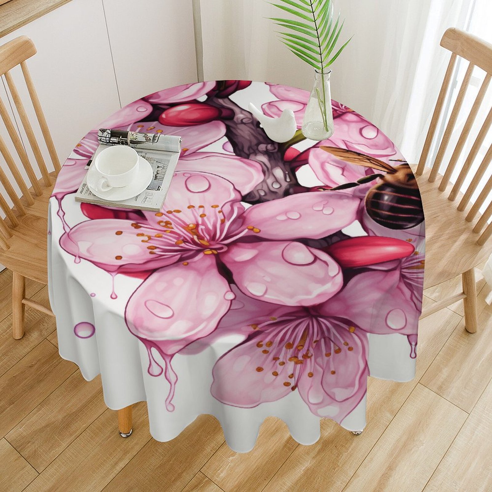 Nectar Table Honey Bees That Collect Nectar Table Cloth Round PVC Wedding Kitchen ...
