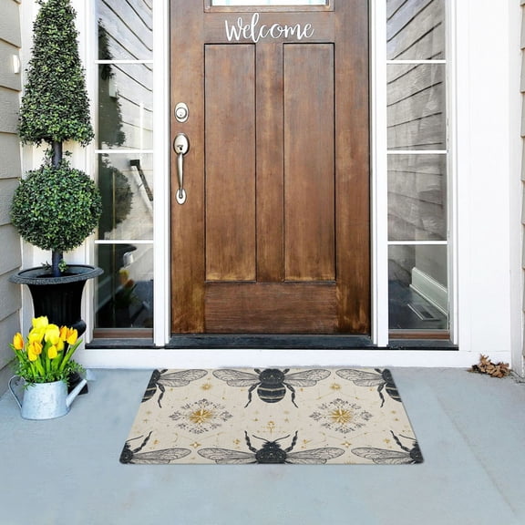 Honey Bees with Elegant Prints Doormats Welcome Mats Gate Pads Entryway Outdoor 32" x 20"