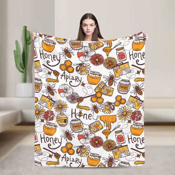 Honey Blanket, Gifts for Men Women, Cozy Warm Flannel Throw Blankets for Home Decor Bed Couch 40"x30"