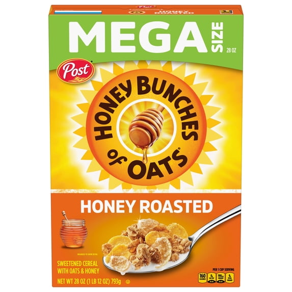 Honey Bunches of Oats Honey Roasted Breakfast Cereal with Oats and Granola Clusters, 28 oz Box