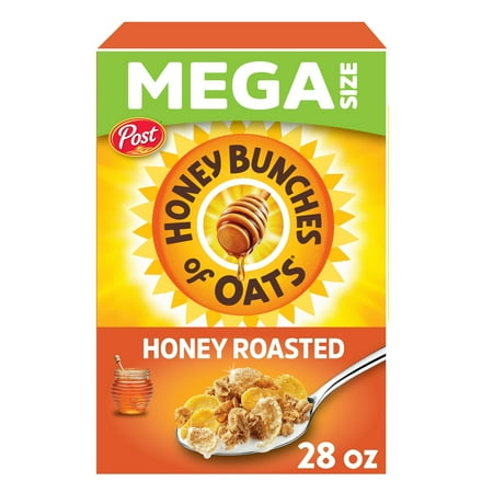 Honey Bunches of Oats Honey Roasted, Heart Healthy, Low Fat, Made with Whole Grain Cereal, Crunchy 28 oz (Pack 6)