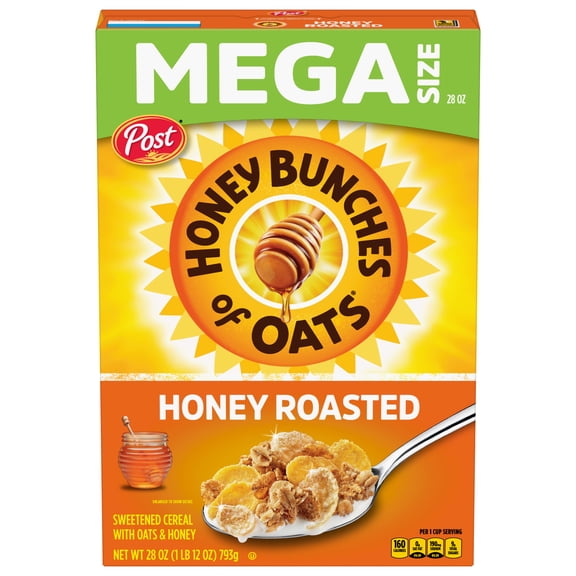 Honey Bunches of Oats Honey Roasted Breakfast Cereal with Oats and Granola Clusters, 28 oz Box