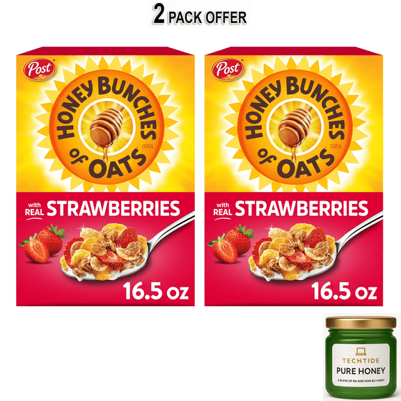 Honey Bunches of Oats with Real Strawberries, Strawberry Breakfast Cereal, 16.5 oz