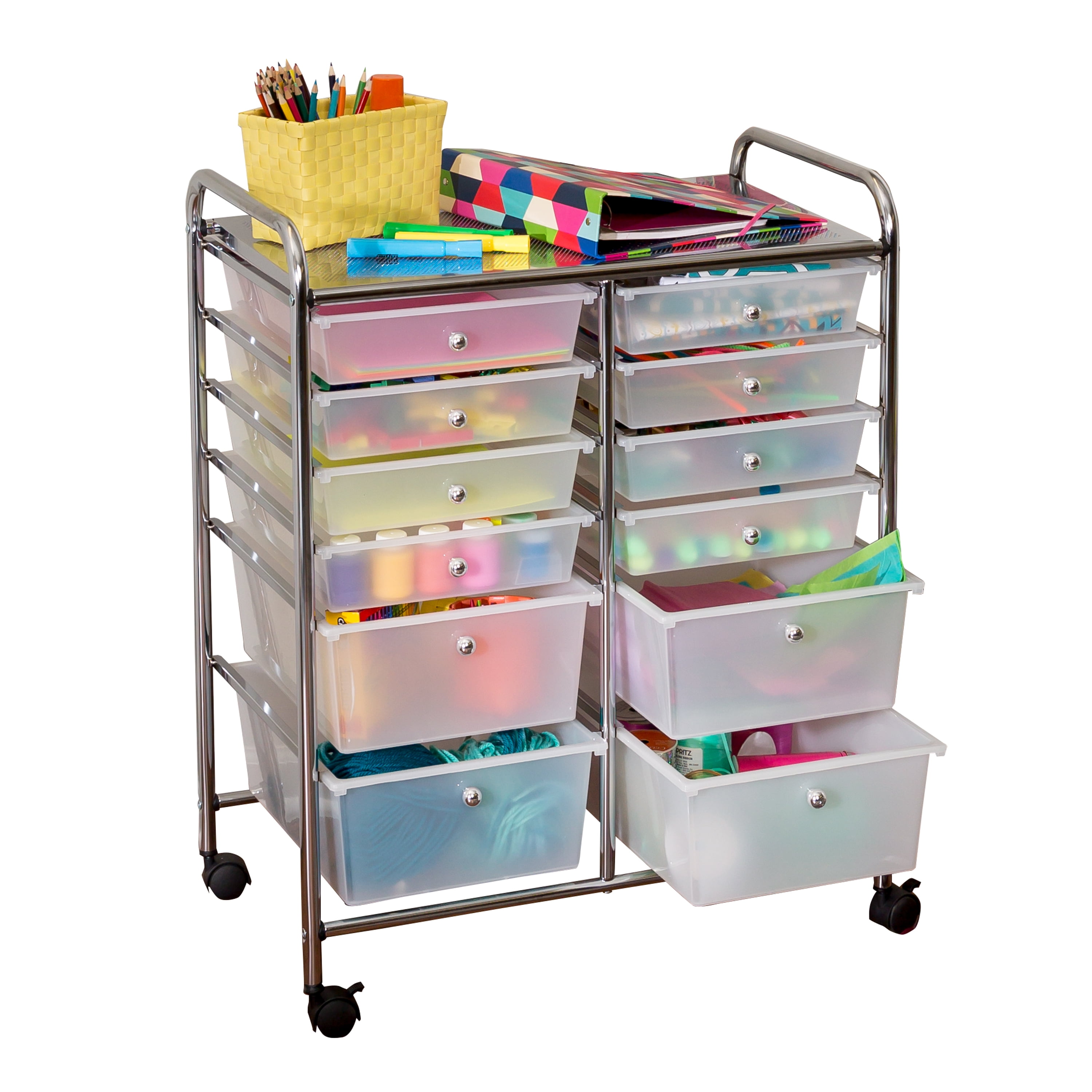 Honey Can Do 12Drawer Rolling Craft Storage Or Office Cart, Chrome