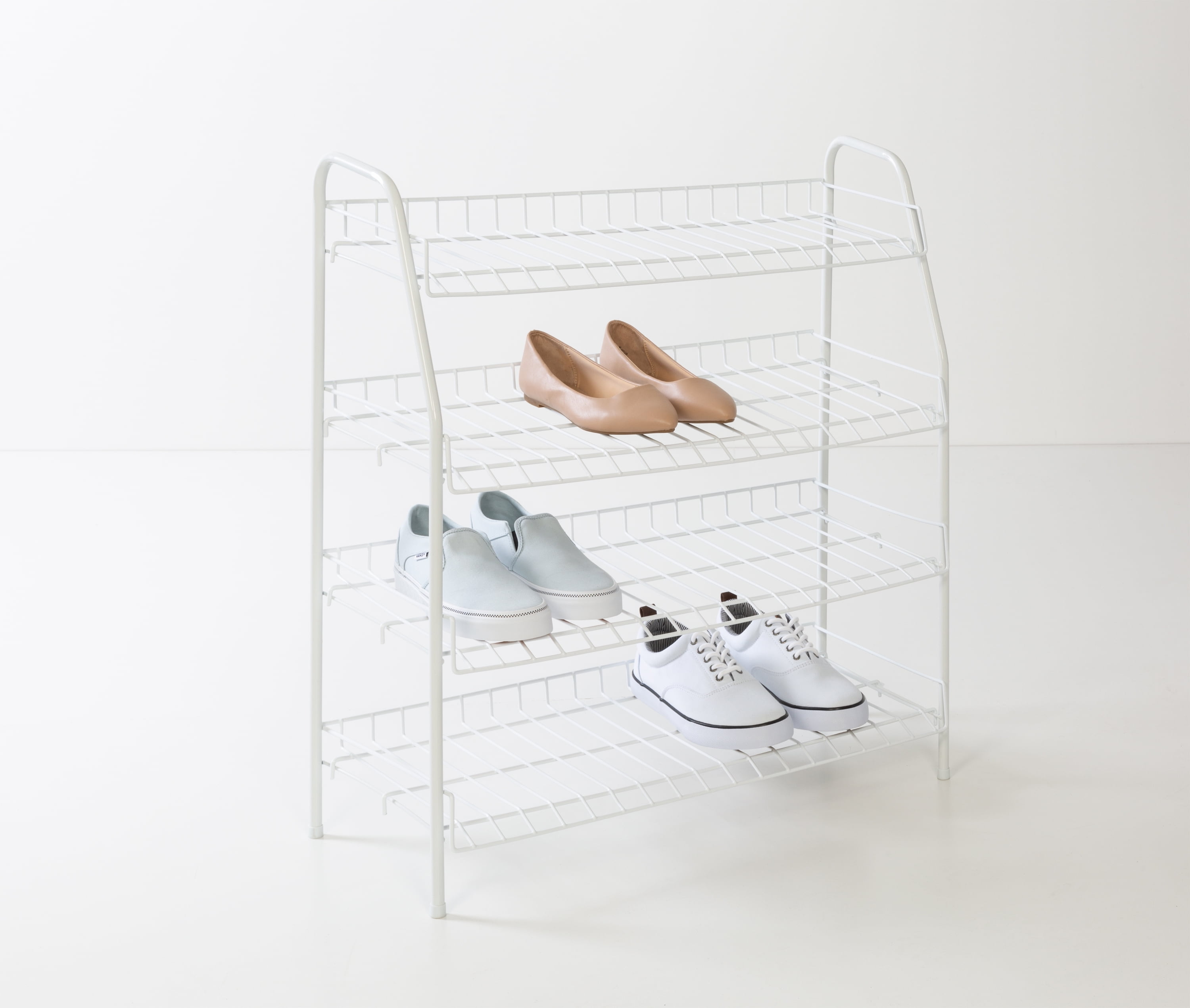 Honey Can Do 12 Pair Steel 4 Tier Shoe Rack White