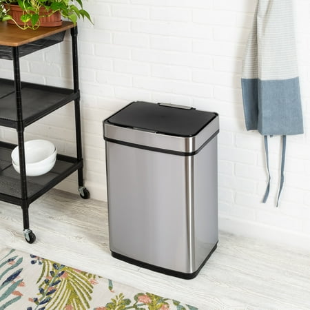 Honey-Can-Do - 50 Liter Stainless Steel Sensor Trash Can - Silver