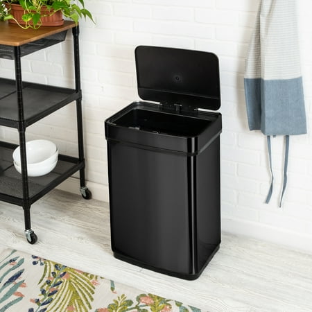 Honey-Can-Do - 50 Liter Stainless Steel Sensor Trash Can - Black