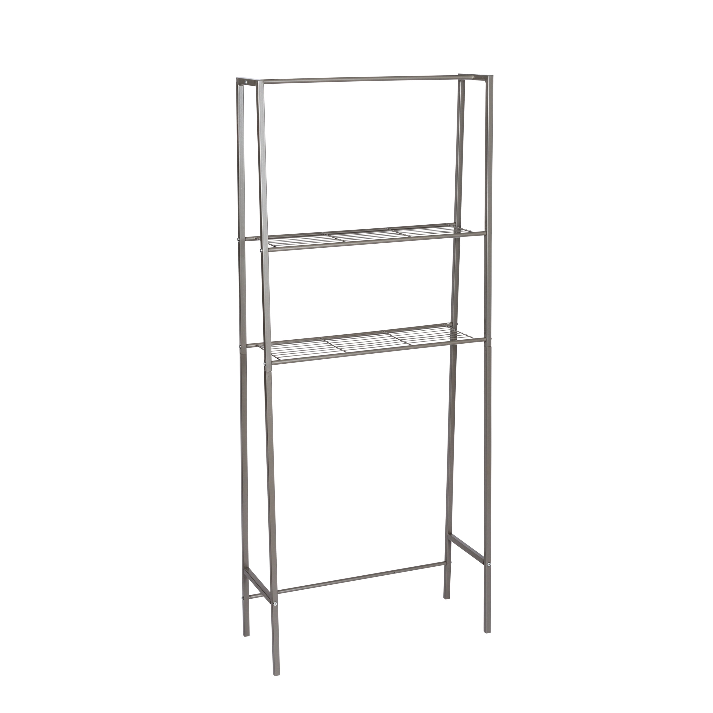 HoneyCanDo 2Shelf OverTheToilet Space Saver with Towel Rack, Satin