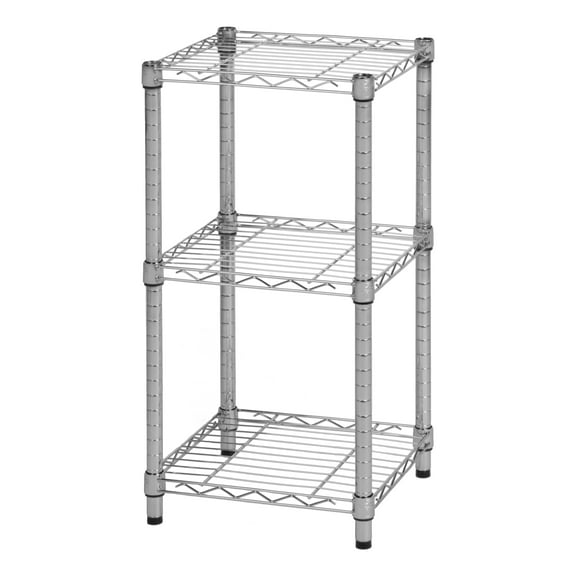 Honey-Can-Do 3-Shelf Steel Storage Shelves, Chrome, Holds up to 200 lb per Shelf