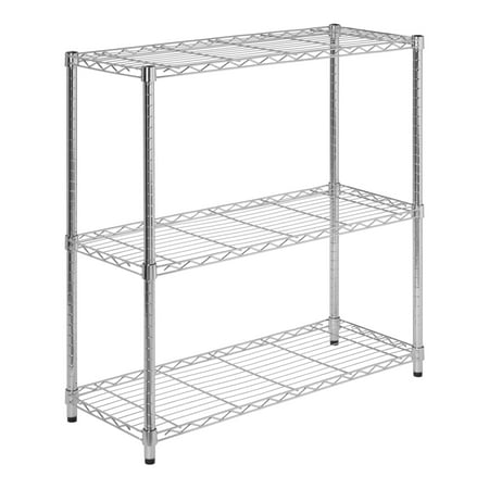 Honey Can Do 3-Tier Heavy-Duty Adjustable Shelving Unit With 200-Lb Shelf Capacity, Chrome, Basement/Garage