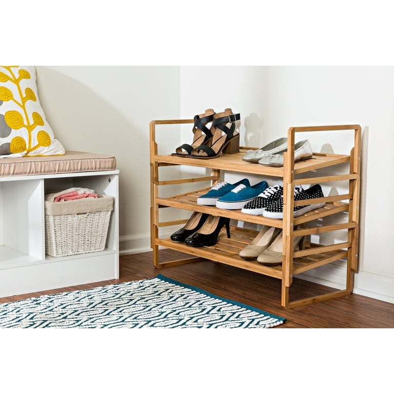 Honey Can Do 3 Tier Nesting Bamboo Shoe Rack Walmart