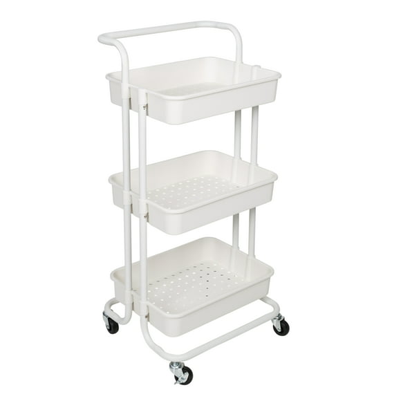 Honey Can Do, 3 Tier Rolling Craft Cart with Handle, White