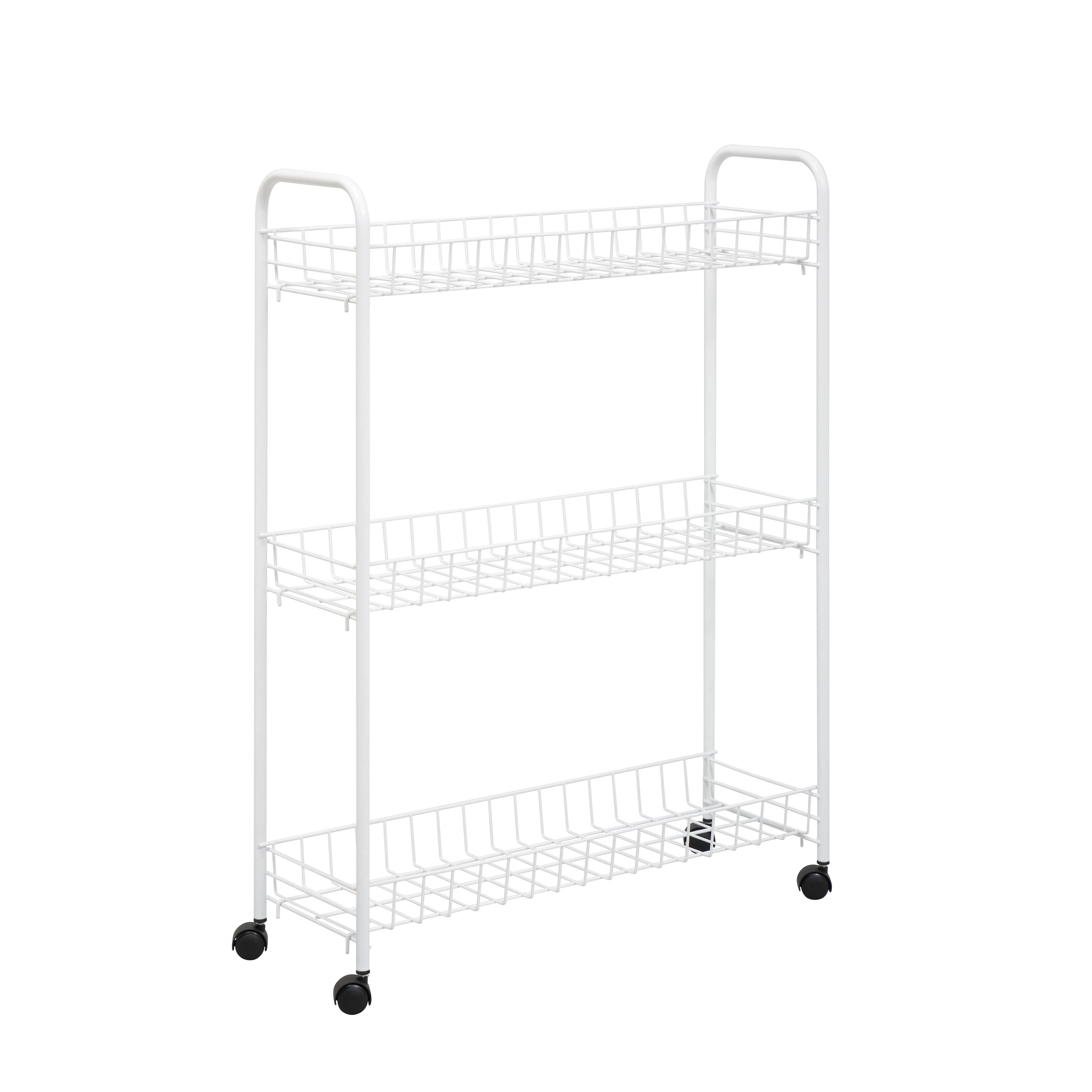 Honey-Can-Do 3-Tier Rolling Steel Storage Cart, White - image 1 of 7