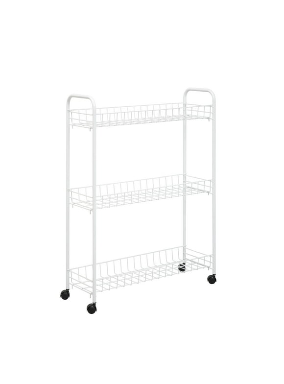Honey-Can-Do 3-Tier Rolling Steel Storage Cart, White