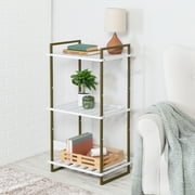 Honey Can Do 3-Tier Tubular Metal Shelf, Olive and White