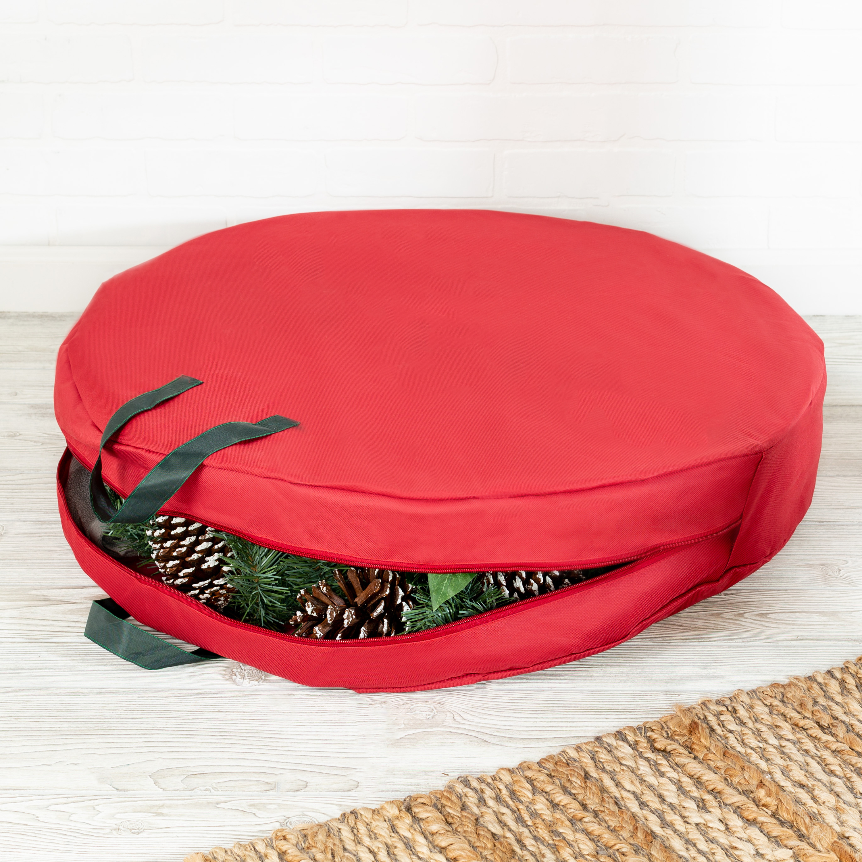 Honey-Can-Do 30" Polyester Wreath Storage Bag with Handles, Red - image 1 of 5
