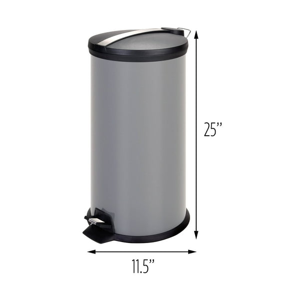 Honey Can Do 30L Round Step Trash Can, Gray