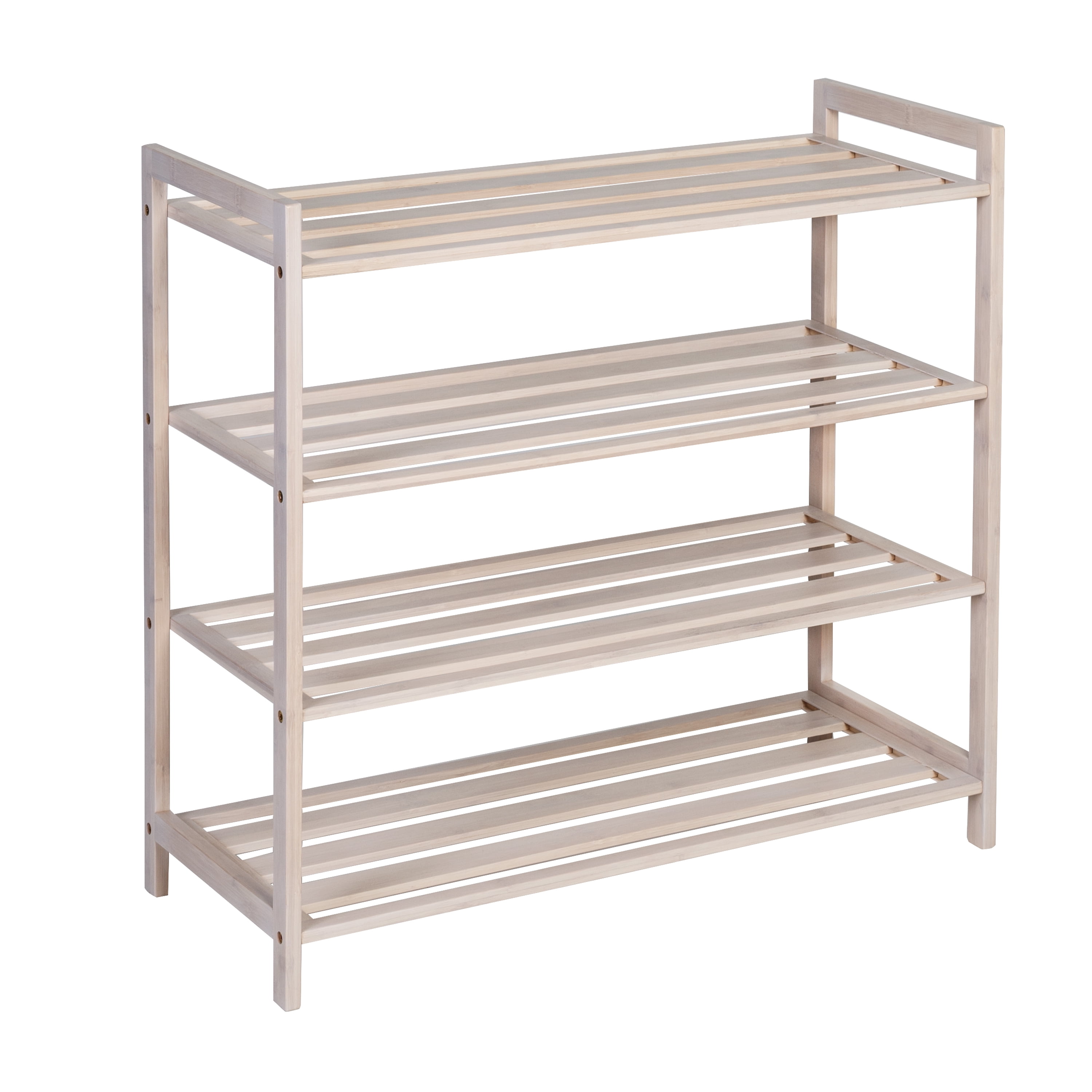 HoneyCanDo 4Tier Bamboo Shoe Rack, White Wash
