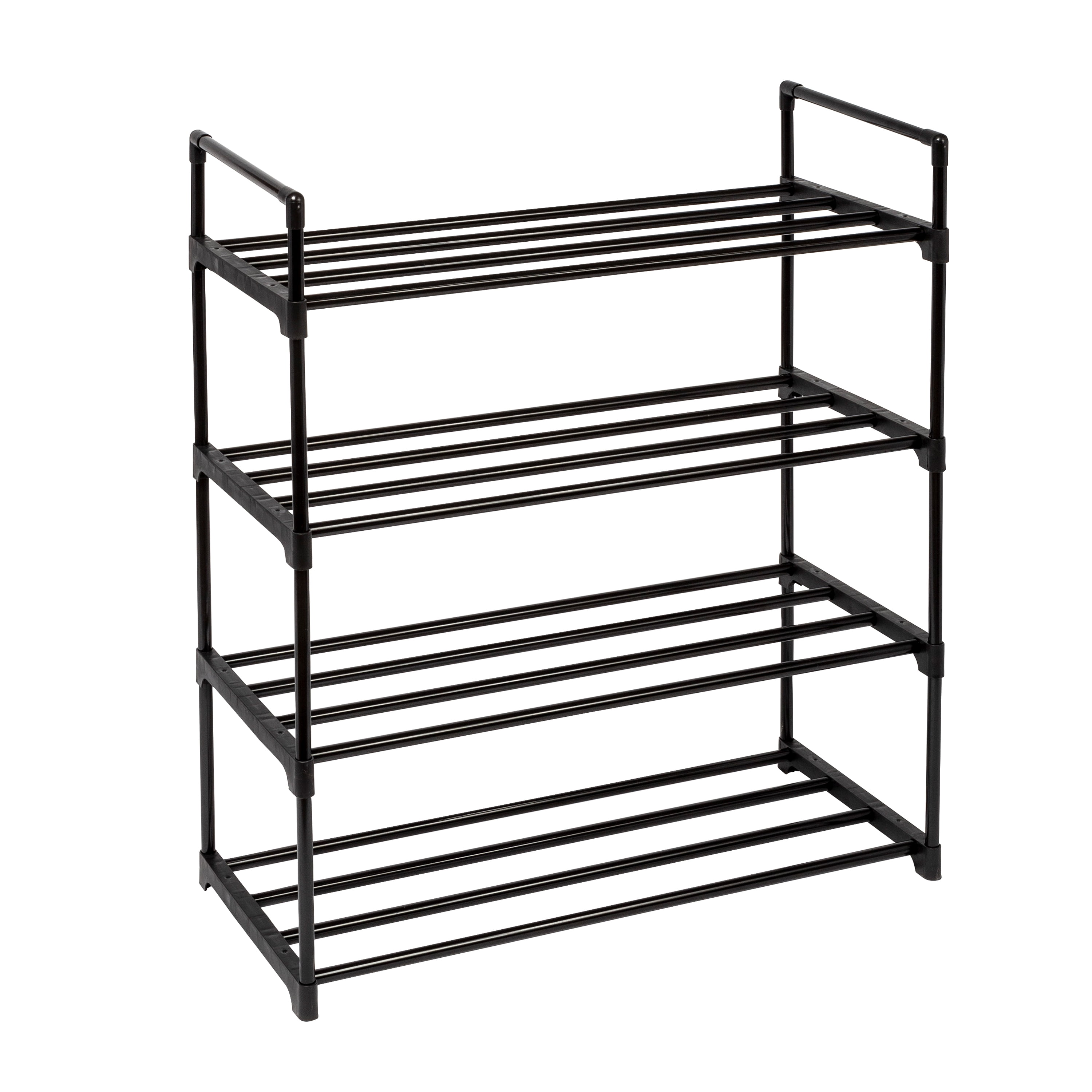 HoneyCanDo 4Tier Modular Shoe Rack, Metal and Plastic, Black
