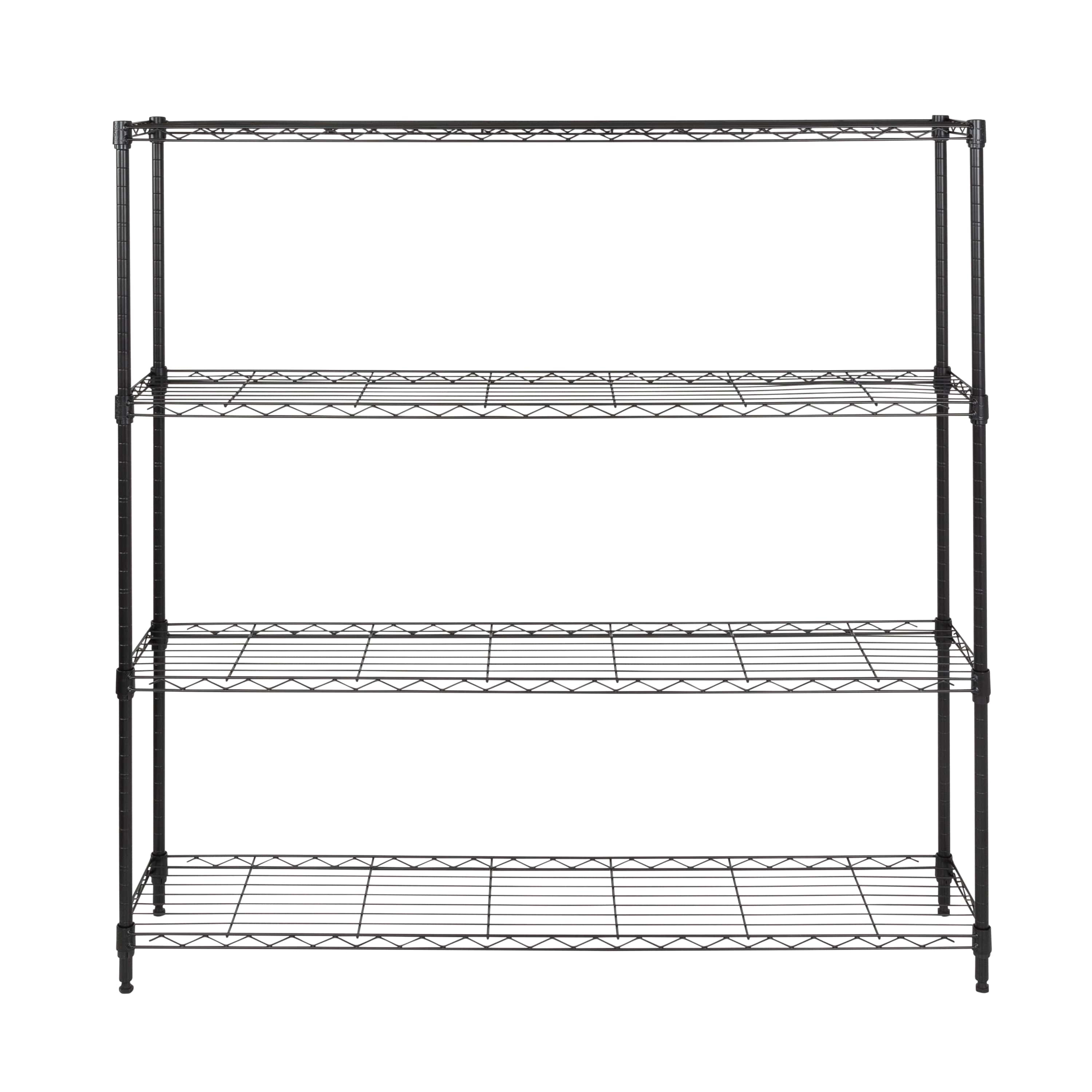 Honey-Can-Do 4-Tier Steel Slim Profile Wide Shelving Unit, Black, Holds up to 100 lbs per Shelf