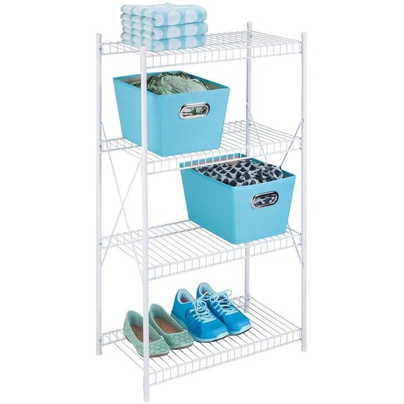 Honey Can Do 4-Tier Steel Storage Shelving Shelves, White, Holds up to 33 lb per Shelf