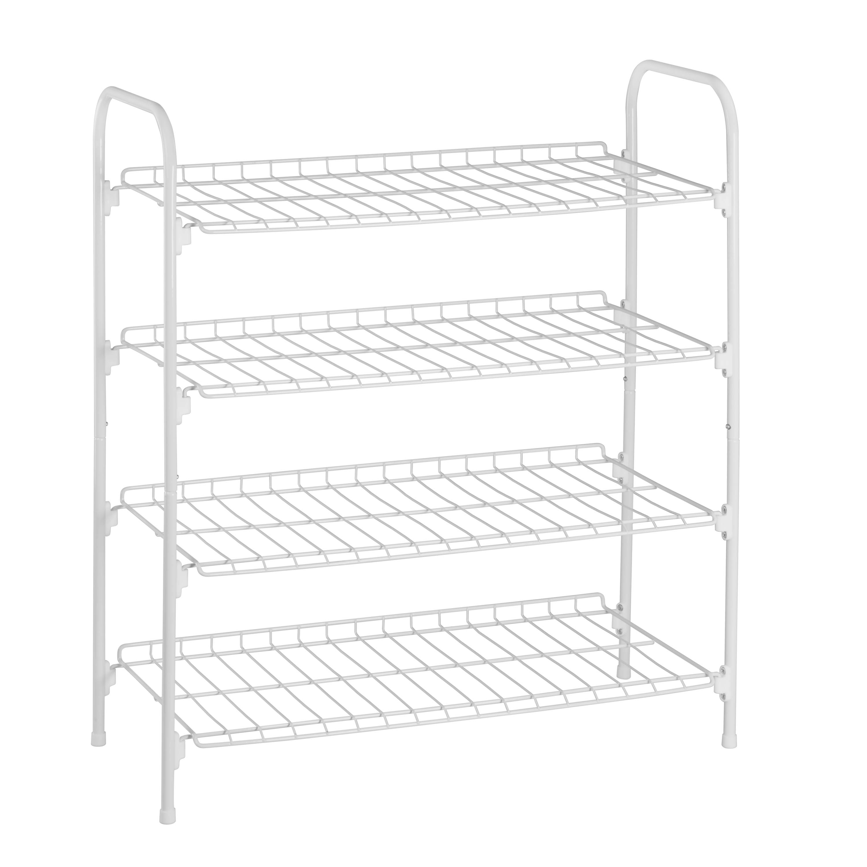 Honey Can Do 4-Tier White Metal Shoe Rack And Accessories Storage, White, Basement/Garage - image 1 of 8