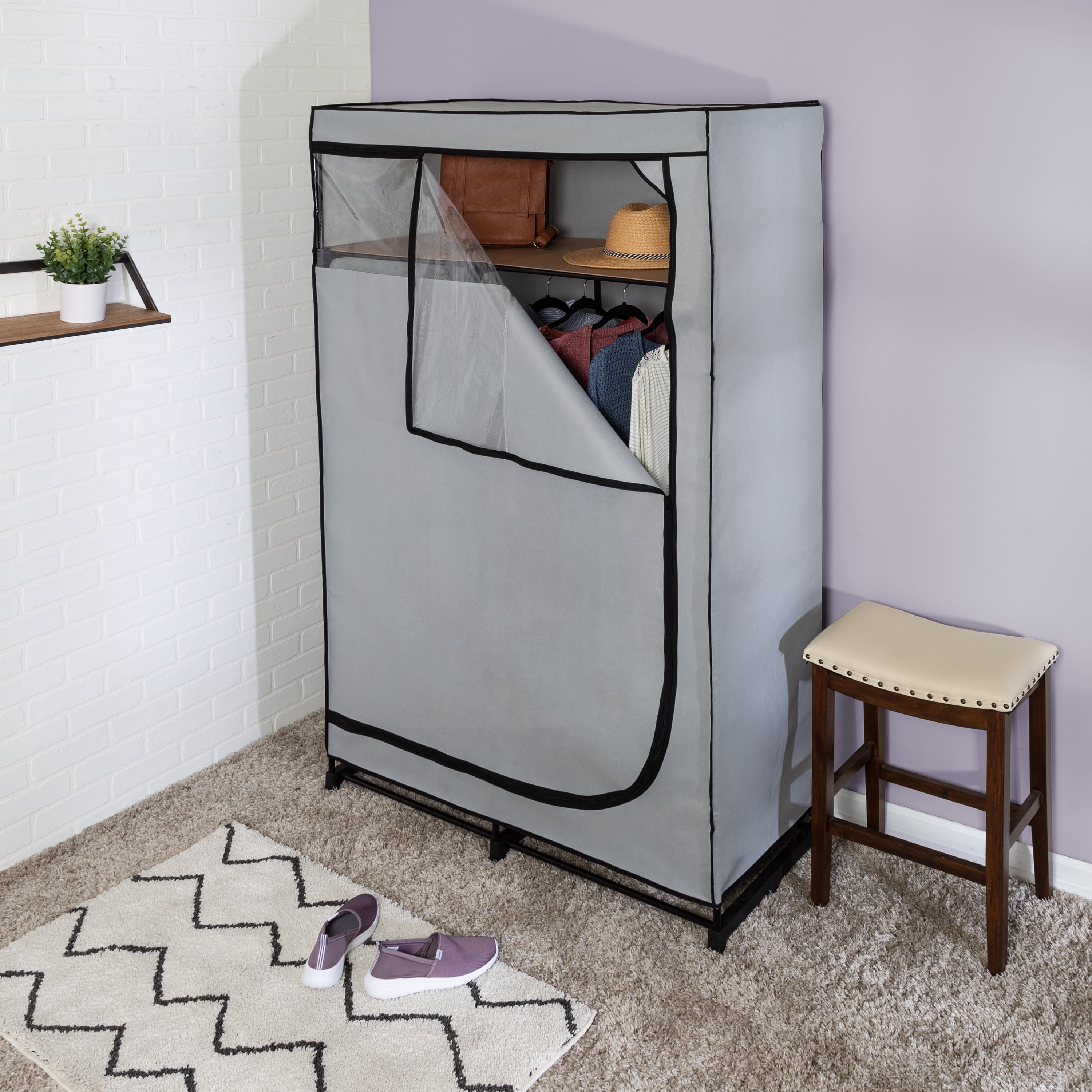 Portable wardrobe 2024 with cover