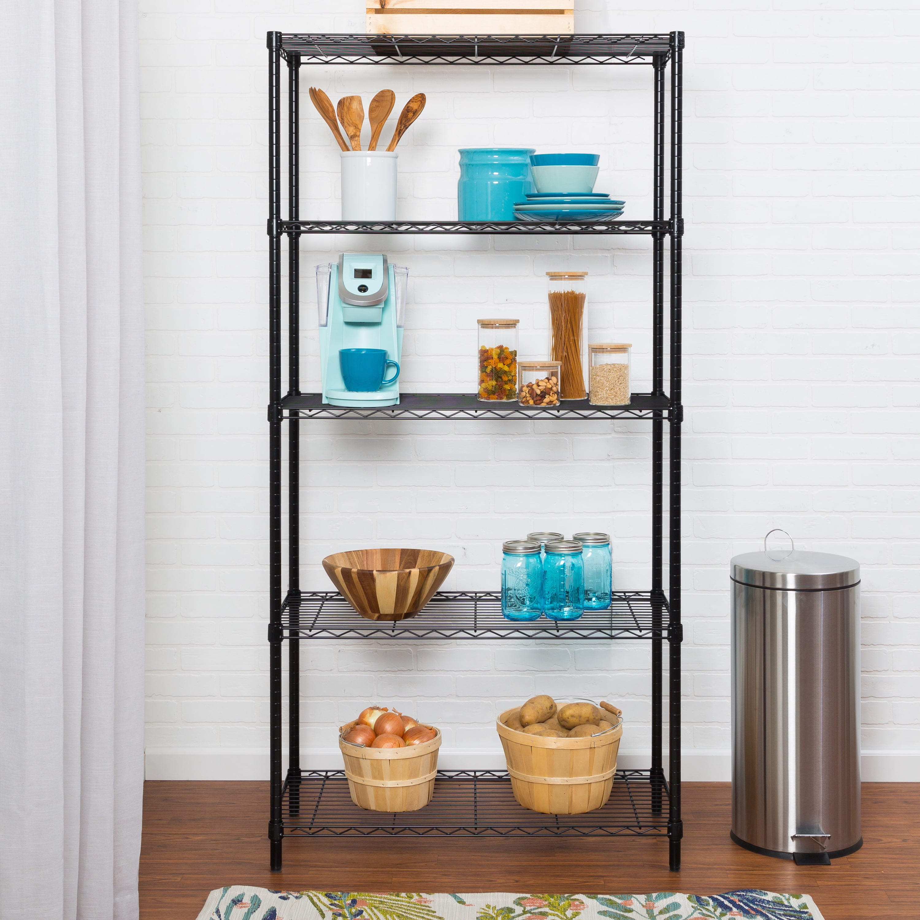Honey-Can-Do 5-Tier Black Steel Adjustable Shelving Unit