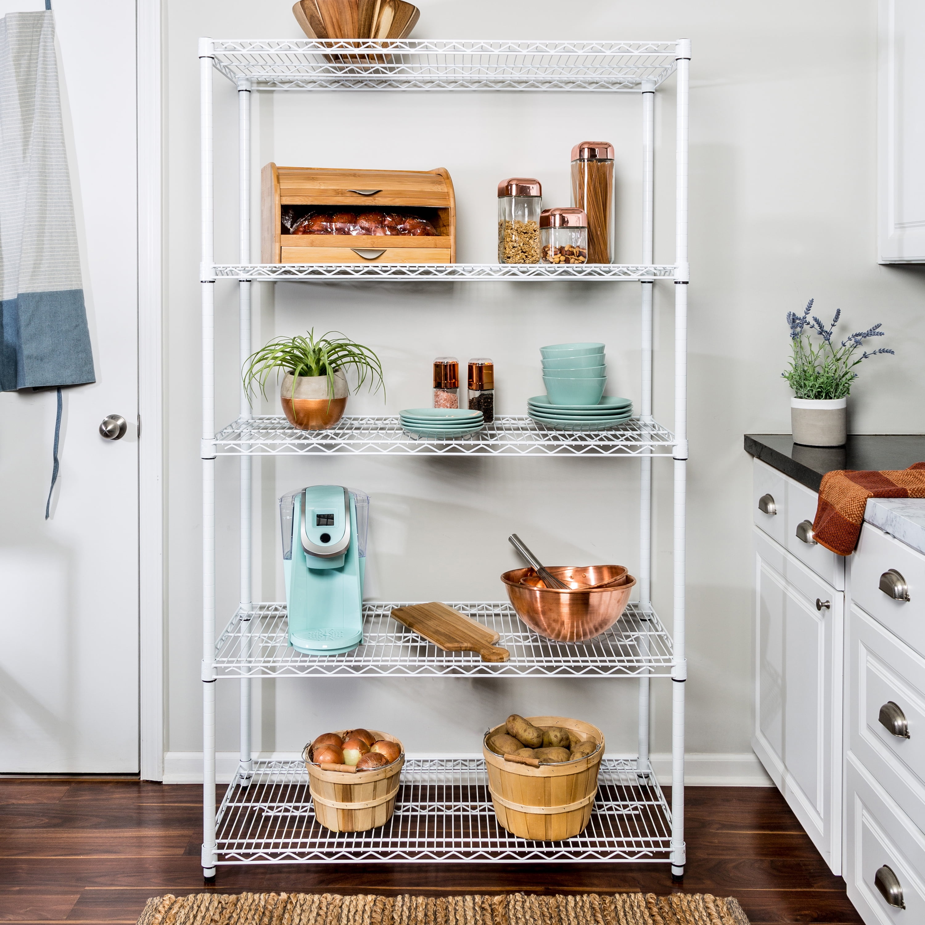 HoneyCanDo 5Shelf Steel HeavyDuty Adjustable Storage Shelves, White
