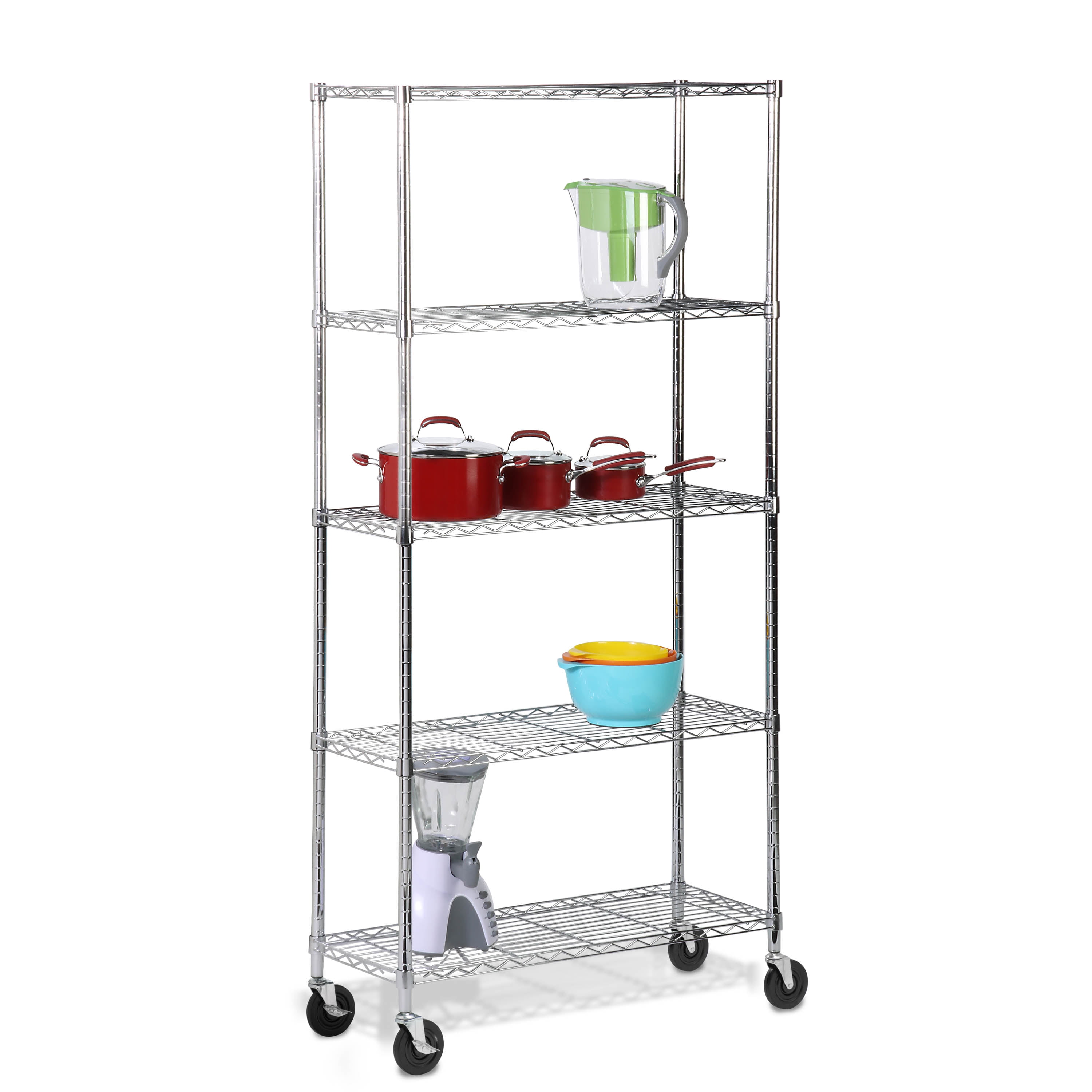 HoneyCanDo 5Shelf Steel Heavy Duty Rolling Adjustable Storage