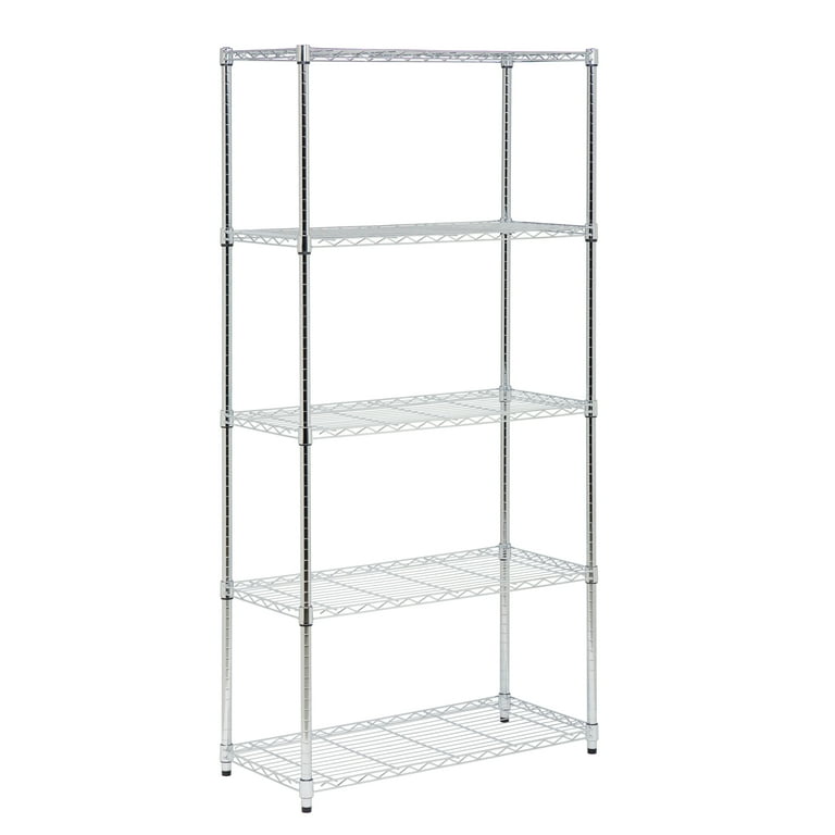 Honey Can Do 5 Tier Adjustable Shelving Unit With Wheels and 350 lb Weight Capacity Per Shelf Chrome Shelves Shelf Units Chrome Steel