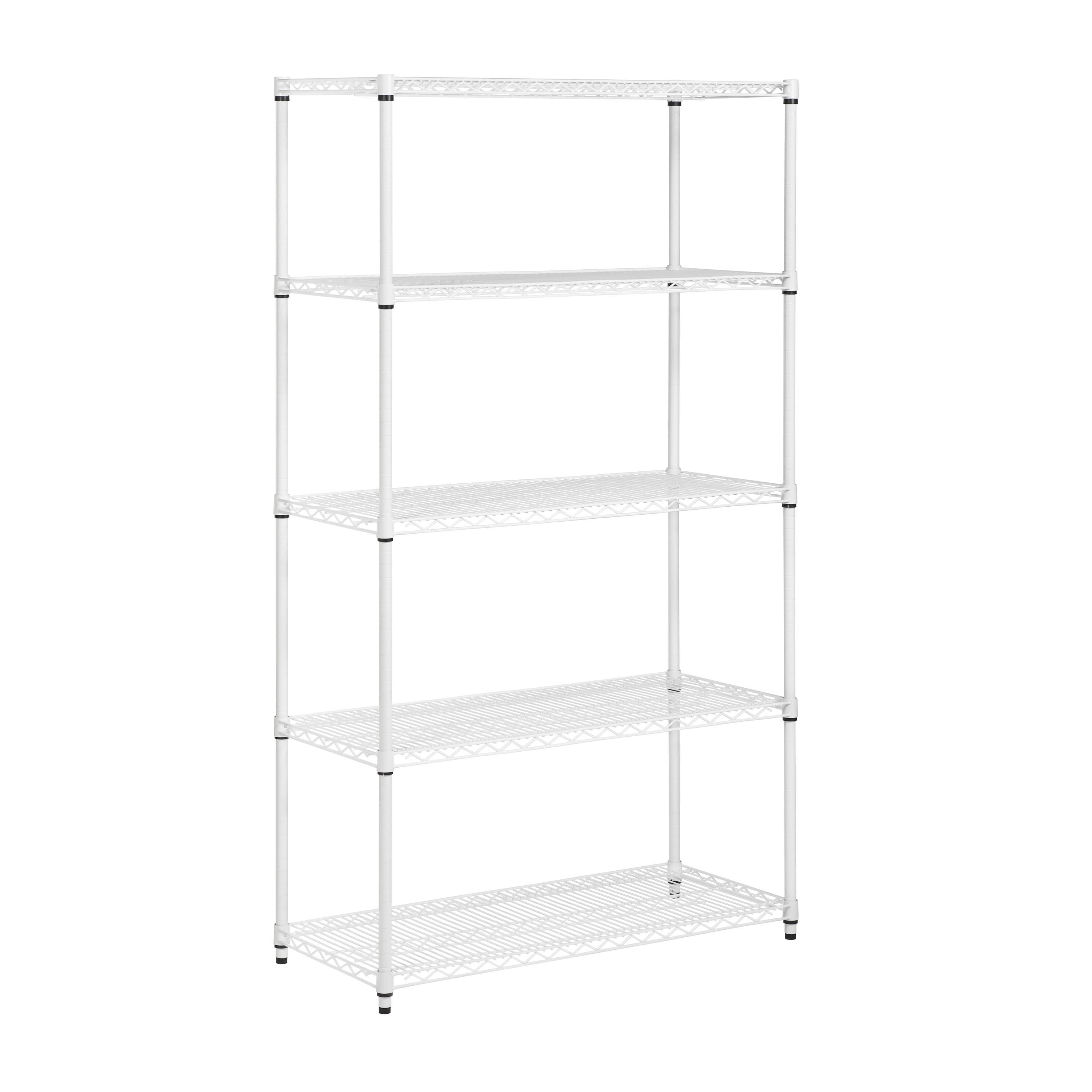 Honey-Can-Do 5-Tier Heavy-Duty Adjustable Shelving Unit with 800-lb Shelf Capacity, White,Shelves & Shelf Units White,Steel