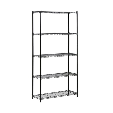 Honey-Can-Do 5-Tier Heavy-Duty Adjustable Shelving Unit with 200-lb Shelf Capacity, Black,Shelves & Shelf Units Black,Steel