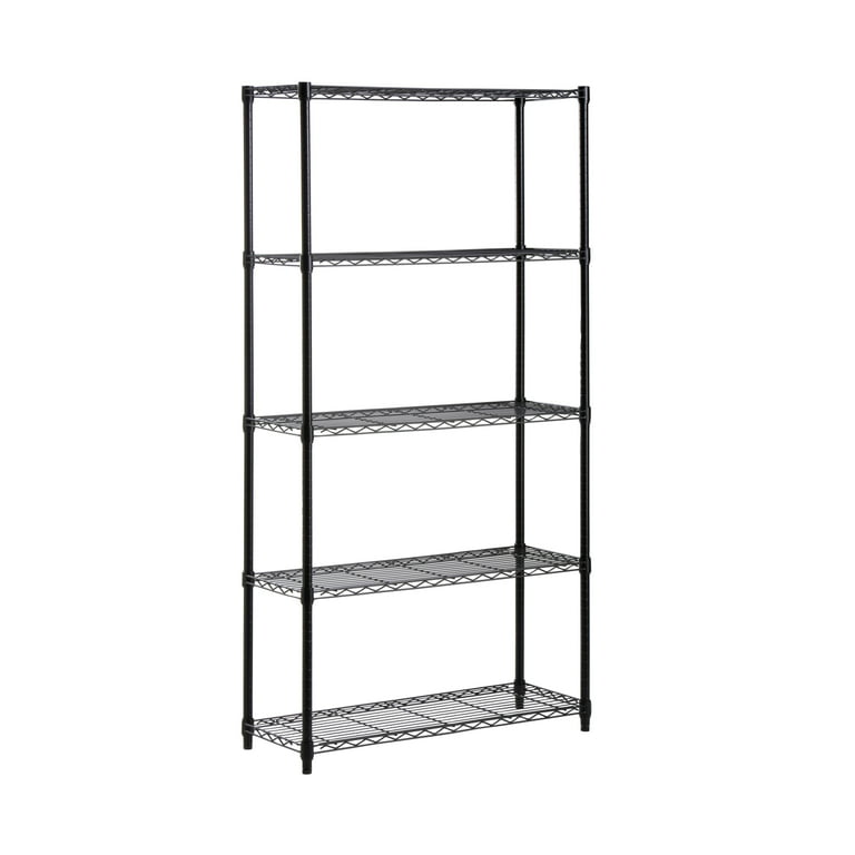 caktraie 5-Shelf Heavy Duty Shelving,Metal Utility Storage Racks with  Rolling Wheels, Adjustable Kitchen Storage Rack, Black…