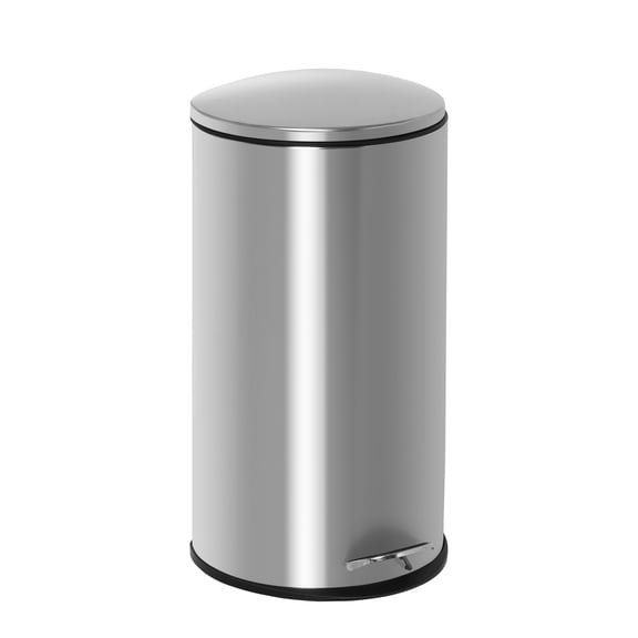 Honey-Can-Do 7.9 Gallon Indoor Semi-Round Step Trash Can, Silver Stainless Steel