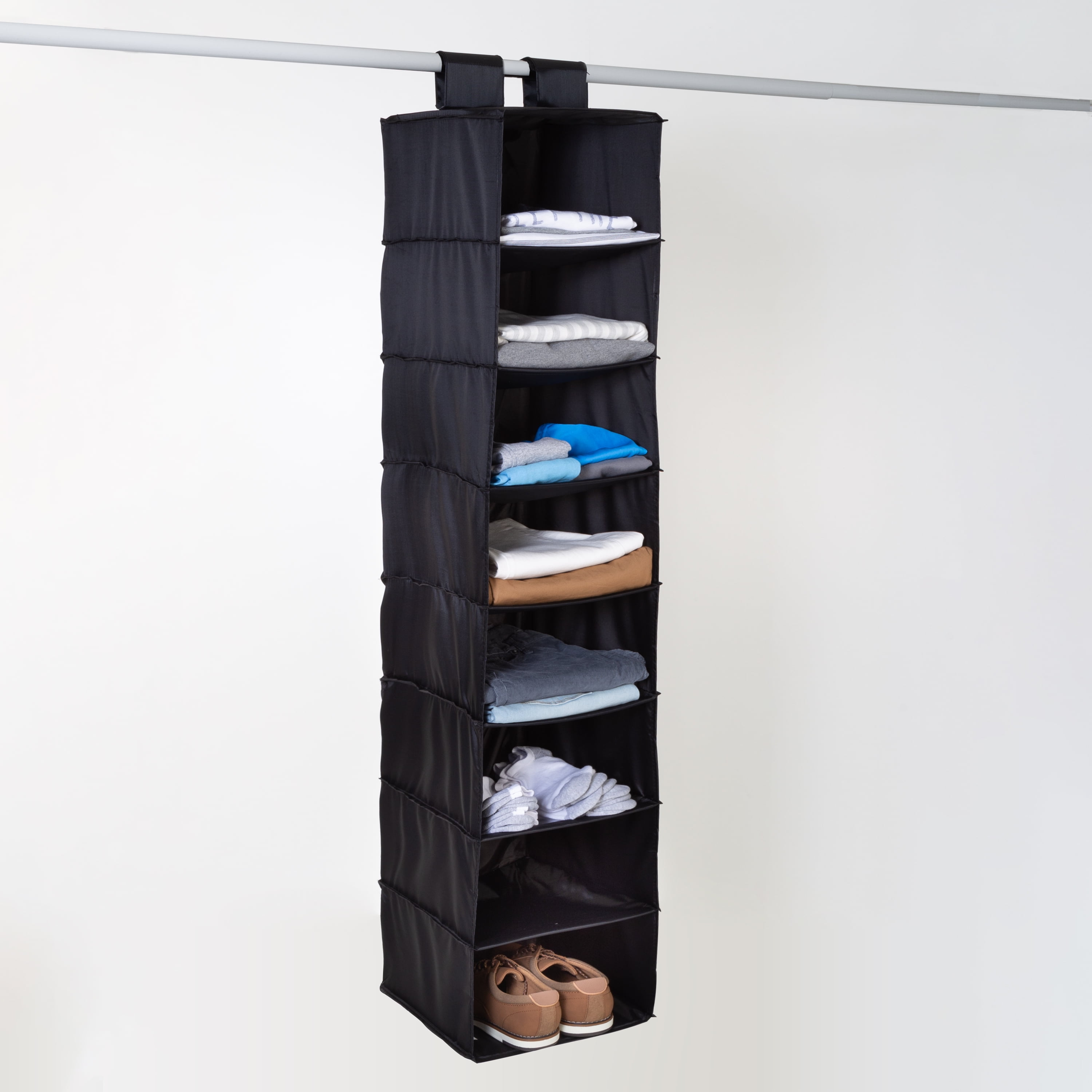 HoneyCanDo 8Shelf Polyester Hanging Closet Organizer, Black