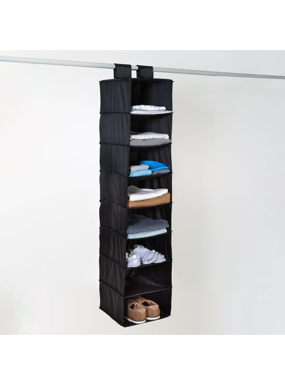 Honey-Can-Do 8-Shelf Polyester Hanging Closet Organizer, Black